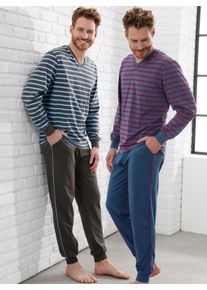 w&auml;schepur Schlafanzug W&Auml;SCHEPUR, Herren, Gr. 44/46, blau (graphit, jeansblau), 100% Baumwolle, Homewear-Sets Schlafanzug
