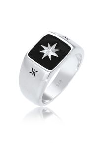 Siegelring Kuzzoi "Ring Herren Siegelring Emaille Stern Basic 925er Silber" Gr. 58, silber, Fingerringe, Damen, 58, ohne Stein, Silber 925 (Sterlingsilber), 11mm, Siegelring
