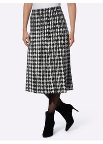 Schlupfrock Heine, Damen, Gr. 34, beige (schwarz, ecru, gemustert), 50% Viskose, 28% Polyester, 22% Polyamid, Hahnentrittmuster, gemustert, mehrfarbig, wadenlang, R&ouml;cke Schlupfrock