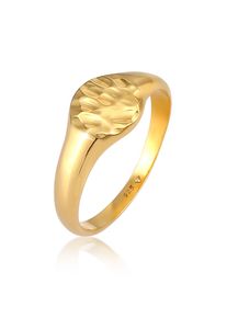 Siegelring Elli "Ring Siegelring Hammerschlag Trend 925 Silber" Gr. 52, gold, Fingerringe, Damen, 52, ohne Stein, Silber 925 (Sterlingsilber), Siegelring