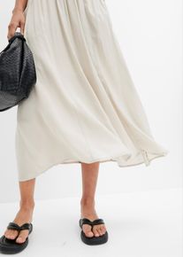 Maxirock bonprix "Maxirock mit G&uuml;rtel (2-tlg.Set)", Damen, Gr. 54, beige, Web, Obermaterial: 100% Viskose. B&uuml;ndchen: 95% Baumwolle, 5% Elasthan. Futter: 100% Baumwolle, unifarben, ausgestellt kn&ouml;chelfrei, R&ouml;cke Maxirock, mit G&uuml;rtel, Maxil&auml;nge, ausgestellte Passform, mit Eingrifftaschen