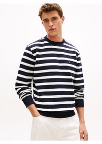 Sweatshirt Tommy Hilfiger "TERRY BLOCK", Herren, Gr. M, desert sky, ecru, Sweatware, Obermaterial: 100% Baumwolle, gestreift, regular fit normal, Rundhals, eingesetzt Rippb&uuml;ndchen, Sweatshirts Sweatshirt, Regular fit mit Rundhalsausschnitt