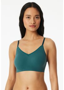 Bustier Schiesser "Invisible Soft Lace", Damen, Gr. 36, N-Gr, 700, gr&uuml;n, Single Jersey, Obermaterial: 75% Polyamid, 25% Elasthan, BHs Bustier, herausnehmbare Pads, V-Ausschnitt, Spitze vorn, Lasercut-Abschl&uuml;sse