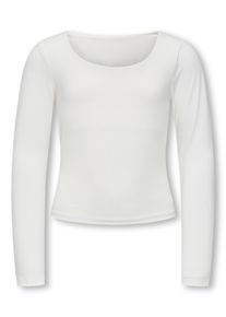 Langarmshirt KIDS Only "KOGEA L/S 2-WAYS FIT TOP CS JRS NOOS", M&auml;dchen, Gr. 158/164, wei&szlig; (cloud dancer), Jersey, Obermaterial: 94% Polyamid, 6% Elasthan, unifarben, regular fit h&uuml;ftbedeckend, U-Boot-Ausschnitt, Shirts Langarmshirt