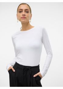 V&eacute;ro Moda Langarmshirt VERO MODA "VMLULU LS O-NECK TOP JRS GA NOOS", Damen, Gr. XS, wei&szlig; (hellwei&szlig;), Jersey, Obermaterial: 95% Baumwolle, 5% Elasthan, unifarben, normal, Rundhals, Shirts Langarmshirt
