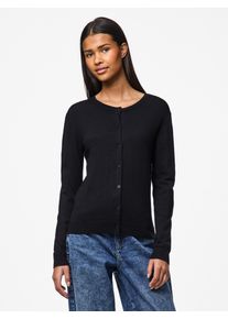 Strickjacke Pieces "PCNORA LS O-NECK KNIT CARDIGAN NOOS BC", Damen, Gr. XS, schwarz, Strick, Obermaterial: 50% Viskose, 28% Polyester, 22% Nylon, unifarben, slim fit normal, Rundhals, Strickjacken Strickjacke, Viskosemischung, slim fit