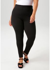 Leggings ANISTON PLUS, Damen, Gr. 52/54, N-Gr, schwarz, Single Jersey, Obermaterial: 95% Baumwolle, 5% Elasthan, unifarben, sehr figurbetont kn&ouml;chelfrei, Hosen Leggings, aus elastischer Single Jersey-Qualit&auml;t