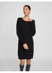 Strickkleid Vila "VIRIL KNIT DRESS", Damen, Gr. M, N-Gr, schwarz, Feinstrick, Obermaterial: 50% Viskose, 27% Nylon, 23% Polyester, regular fit kniefrei, Rundhals, B&uuml;ndchen, Kleider Strickkleid, trageangenehme Viskosemischung