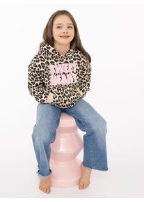 Hoodie Zwillingsherz "Sweet Heart Leo", M&auml;dchen, Gr. 122/128, beige, Sweatware, Obermaterial: 80% Polyester, 20% Baumwolle, Sweatshirts Hoodie, Mini-Me Leo,mit kontrastierendem Schriftzug