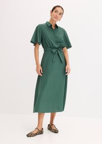 bonprix Blusenkleid mit Bindeband, gr&uuml;n, Gr.46, feminines Blusenkleid in Midil&auml;nge mit Bindeband in der Taille