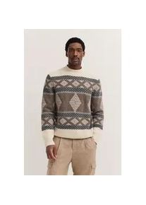 Norwegerpullover Bugatti "Regular Fit", Herren, Gr. L, 70, beige, Rippstrick, 80% Wolle, 20% Polyamid, regular fit, ohne Ausschnitt, Rippb&uuml;ndchen, Pullover Norwegerpullover, mit Stehkragen