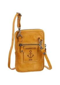Mini Bag Harbour 2nd "Benita", Damen, Gr. B/H/T: 11cm x 18cm x 2cm, gelb (curry), Leder, Taschen, Umh&auml;ngetasche, Schultertasche mit typischen Marken-Anker-Label