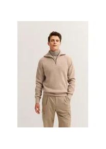 Troyer Bugatti "Regular Fit", Herren, Gr. 3XL, 30, beige, Rippstrick, 80% Wolle, 20% Polyamid, unifarben, regular fit, ohne Ausschnitt, Rippb&uuml;ndchen, Pullover Troyer, mit Ripp-Struktur & hohem Stehkragen