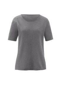 Rundhals-Pullover aus Seide Kaschmir Peter Hahn grau, 36