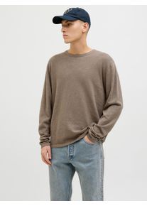 Jack & Jones Rundhalspullover JACK & JONES "JJESUMMER KNIT CREW NECK SN", Herren, Gr. XL, gr&uuml;n (falcon), Strick, Obermaterial: 90% Baumwolle, 10% Leinen, unifarben, regular fit taillenbedeckt, Rundhals, gerader Abschluss, Pullover Rundhalspullover, mit Rundhalsausschnitt