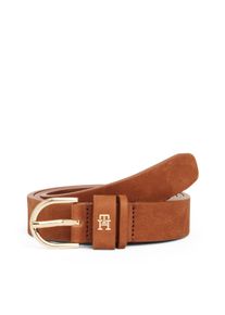 Lederg&uuml;rtel Tommy Hilfiger "ESSENTIAL EFFORTLESS NUBUCK", Damen, Gr. 85, rich walnut, Rindsleder, G&uuml;rtel Lederg&uuml;rtel, 3,5 cm, samtartig, leicht angeraut