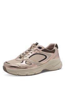 Plateausneaker Tamaris, Damen, Gr. 39, rosegoldfarben, Lederimitat, Textil, kontrastfarbene Details, metallic, Schuhe Plateausneaker, Freizeitschuh, Halbschuh, Schn&uuml;rer, Details in Metallicoptik