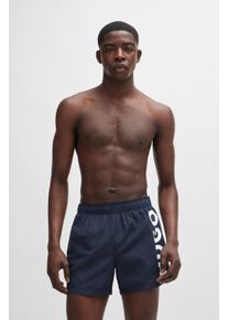 Badeshorts HUGO UNDERWEAR "ABAS", Herren, Gr. XL (54), N-Gr, blau (dunkelblau 405), Microfaser, Polyester, kontrastfarbene Details, unifarben, Badehosen Badeshorts, seitlich mit gro&szlig;em HUGO Logo-Print