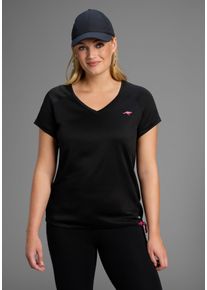 Funktionsshirt Kangaroos, Damen, Gr. 48/50, schwarz, Obermaterial: 100% Polyester, figurumspielend h&uuml;ftbedeckend, V-Ausschnitt, Shirts Funktionsshirt, Kurzarm, figurumspielend, mit V-Ausschnitt, gro&szlig;e Gr&ouml;&szlig;en, Topseller