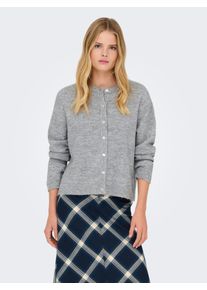 Strickjacke Only "ONLSIMONI L/S O-NECK CARDIGAN KNT NOOS", Herren, Gr. S, grau (medium grau melange), Strick, Obermaterial: 74% Polyacryl, 24% Polyester, 2% Elasthan, unifarben, relaxed fit h&uuml;ftlang, Rundhals, Rippb&uuml;ndchen, Strickjacken Strickjacke, Materialmix, relaxed fit