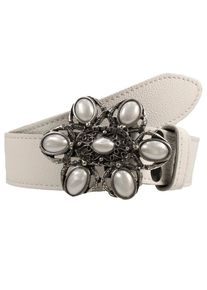 Lederg&uuml;rtel RETTUNGSRING G&Uuml;RTEL, Damen, Gr. 85, wei&szlig;, Leder, unifarben, festlich, G&uuml;rtel Lederg&uuml;rtel, mit austauschbarer Schlie&szlig;e &raquo;Nostalgie Perle Wei&szlig;&laquo;