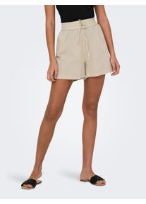 Shorts Only "ONLTIZANA STRING COTTON SHORTS WVN", Damen, Gr. XL (42), N-Gr, beige (silber lining), Web, Obermaterial: 100% Baumwolle, unifarben, loose fit kurz, Hosen Shorts, Baumwolle, loose fit