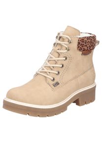 Winterstiefelette Rieker, Damen, Gr. 37, hellbeige, leo, Lederimitat, Textil, Schuhe Winterstiefelette, Winterboots, Schn&uuml;rboots mit wasserabweisender RiekerTEX-Membran