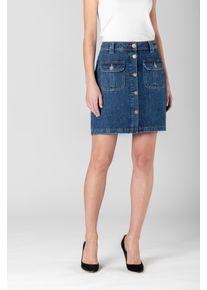 JOOP! Jeansrock JOOP JEANS "Rosa", Damen, Gr. M, blau (navy), Web, Obermaterial: 100% Baumwolle, unifarben, regular fit ca. Mitte Oberschenkel, R&ouml;cke Jeansrock, mit Schmuckkn&ouml;pfen