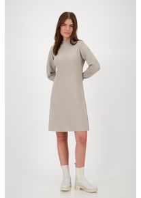 Strickkleid monari "Kleid Strick Lurex 92cm", Damen, Gr. 46, N-Gr, beige (greige), Strick, Obermaterial: 46% Baumwolle, 45% Polyacryl, 9% metallisierte Fasern, unifarben, regular fit kniefrei, Rundhals, Raglan&auml;rmel Rippstrickb&uuml;ndchen, Kleider Strickkleid, Mit Rundhalsausschnitt