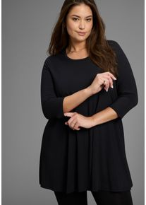 Tunikashirt LAURA SCOTT CURVE, Damen, Gr. 48/50, schwarz, Single Jersey, Obermaterial: 94% Viskose, 6% Elasthan, unifarben, Basic, A-Linie Po-bedeckend, Rundhals, Shirts Tunikashirt, mit 3/4-&Auml;rmeln in schmeichelnder A-Linie &ndash; GROSSE GR&Ouml;SSEN, Topseller