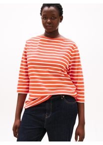 T-Shirt Tommy Hilfiger Curve "CRV SLIM CODY BOAT-NK 3/4SLV", Damen, Gr. 52, orange (classic breton orange, ecu), Single Jersey, Obermaterial: 100% Baumwolle, gestreift, slim fit normal, U-Boot-Ausschnitt, eng abgerundeter Saum, Shirts T-Shirt, in Gro&szlig;en Gr&ouml;&szlig;en, 3/4 &Auml;rmel, Logostickerei