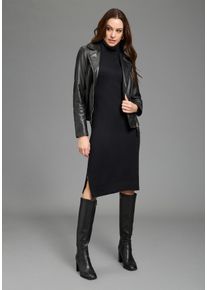 Strickkleid Bruno Banani, Damen, Gr. 38, N-Gr, schwarz, Strick, Obermaterial: 50% Viskose, 28% Polyester, 22% Polyamid, clean, unifarben, l&auml;ssig geschnitten kniebedeckend, Rippstrickb&uuml;ndchen, Kleider Strickkleid, festliche Anl&auml;sse, kniefreie L&auml;nge, eleganter Look