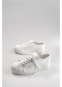 Plateausneaker ANISTON SHOES, Damen, Gr. 36, wei&szlig;, Textil, Basic, Schuhe Plateausneaker, Fre&iacute;zeitschuh, Basic-Sneaker, Schn&uuml;rschuh - NEUE KOLLEKTION, Topseller