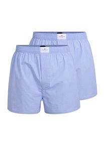 Webboxer Tom Tailor "Dakota", Herren, Gr. XL, blau (blau, hell, karo), Webqualit&auml;t, Obermaterial: 100% Baumwolle, kariert, Unterhosen Webboxer, weich, bequem, basic, locker, atmungsaktiv, mit Logo, breiter Bund