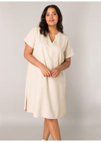 Tunikakleid Base Level Curvy "Yacinthe", Damen, Gr. 58/60, N-Gr, beige, Web, Obermaterial: 55% Leinen, 45% Viskose, unifarben, gerade knielang, Serafino, Kleider Tunikakleid, Sommerkleid mit Leinen