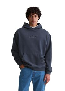 Marc O'Polo Hoodie MARC O'POLO DENIM, Herren, Gr. XXL, blau (navy teal), Sweatware, Obermaterial: 100% Baumwolle, unifarben, relaxed fit normal, Rundhals, B&uuml;ndchen, Sweatshirts Hoodie, relaxed fit, K&auml;ngurutasche, Logoschriftzug