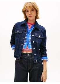 Jeansjacke Tommy Jeans "CLASSIC TRUCKER EXT DI4156", Damen, Gr. XXXL(46), denim schwarz, Denim/Jeans, Obermaterial: 99% Baumwolle, 1% Elasthan, unifarben, normal, Jacken Jeansjacke