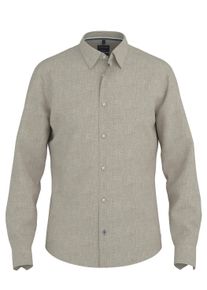 Leinenhemd OLYMP, Damen, Gr. S, N-Gr, braun, Leinenmischung, Obermaterial: 100% Leinen, meliert, unifarben, regular fit normal, 1-Knopf-Manschette mit Schlitz, Hemden Leinenhemd, Kentkragen, casual