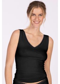 Achselhemd Nina von C. "Simply", Damen, Gr. 46, N-Gr, schwarz, Obermaterial: 48% Baumwolle, 47% Modal, 5% Elasthan, unifarben, bequem, V-Ausschnitt, Unterhemden Achselhemd, basic, weich, elastisch, bequem, eng, mit Spitze, V-Ausschnitt