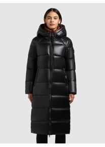 Steppmantel Khujo "NASHI", Damen, Gr. S (36), schwarz, Steppware, Obermaterial: 100% Nylon. Futter: 100% Nylon. Wattierung: 100% Polyester, leicht gl&auml;nzend, unifarben, knielang, elastischer Bund, M&auml;ntel Steppmantel