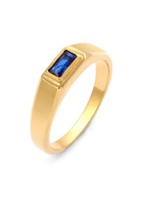 Siegelring Kuzzoi "Ring Siegelring Rechteck Synthetischer Saphir Blau 925 Sterling Silber" Gr. 66, gold, Fingerringe, Herren, 66, Silber 925 (Sterlingsilber), Siegelring