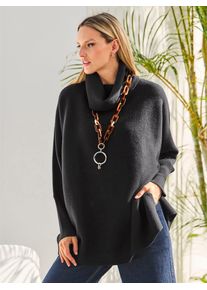 Rollkragenpullover Heine "Rollkragen-Pullover", Damen, Gr. 48/50, schwarz, 50% Viskose, 28% Polyester, 22% Polyamid, unifarben, Pullover Rollkragenpullover