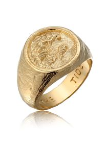 Siegelring HAZE & GLORY "Ring Siegelring Tide Wellen Motiv 925 Silber" Gr. 64, gold, Fingerringe, Herren, 64, Silber 925 (Sterlingsilber), Siegelring