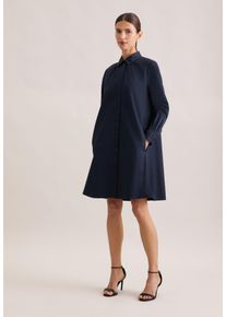 Sommerkleid Seidensticker "Schwarze Rose", Damen, Gr. XS34, Normalgr&ouml;&szlig;en, blau (dunkelblau), 97% Baumwolle, 3% Elasthan, gl&auml;nzend, unifarben, regular fit, Kleider Sommerkleid, 1/1 Kragen Uni