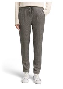 Stoffhose Tom Tailor, Damen, Gr. 46, L&auml;nge 32, schwarz beige, Web, Obermaterial: 56% Viskose, 40% Polyester, 4% Elasthan. Futter: 50% Baumwolle, 50% Polyester, Jacquardmuster, slim fit lang, Hosen Stoffhose, mit elastischem Bund