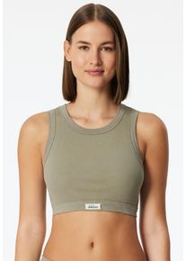 Bustier Schiesser "Revival Kollektion", Damen, Gr. 42, N-Gr, 713, gr&uuml;n, Feinripp, Obermaterial: 95% Baumwolle, 5% Elasthan, BHs Bustier, Breite Abschl&uuml;sse an Dekollet&eacute; und Armausschnitt