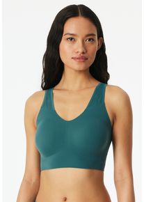 Bustier Schiesser "Invisible Soft Lace", Damen, Gr. 40, N-Gr, 700, gr&uuml;n, Single Jersey, Obermaterial: 75% Polyamid, 25% Elasthan, BHs Bustier, herausnehmbare Pads, Spitzeneinsatz, V-Ausschnitt