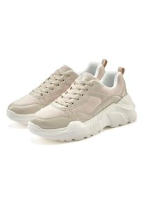 Sneaker Lascana "Turnschuhe", Damen, Gr. 37, beige, Obermaterial: 50% Lederimitat, 50% Textilmaterial. Decksohle: 100% Textilmaterial. Futter: 100% Textilmaterial. Laufsohle: 100% Synthetik, unifarben, Basic, Schuhe Sneaker, Halbschuh, Sportschuh, leichte Chunky Sohle, weiche Innensohle VEGAN, Topseller