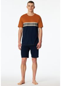 Shorty Schiesser "Casual Essentials", Herren, Gr. 48, 801, blau, Single Jersey, Obermaterial: 100% Baumwolle, bequem kurz, Rundhals, Homewear-Sets Shorty, mit Rundhalsausschnitt und kurzen &Auml;rmeln