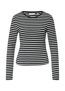 comma, Langarmshirt, Damen, Gr. 34, schwarz-wei&szlig; (schwarz, wei&szlig; stripe), Single Jersey, Obermaterial: 95% Viskose, 5% Elasthan, COMMA CASUAL IDENTITY, figurbetont, Rundhals, Shirts Langarmshirt, gestreift, figurbetont, casual, Rundhals
